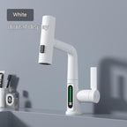 LED Temperature Display Pull-Out Kitchen Tap — 360° Swivel Copper Waterfall Faucet