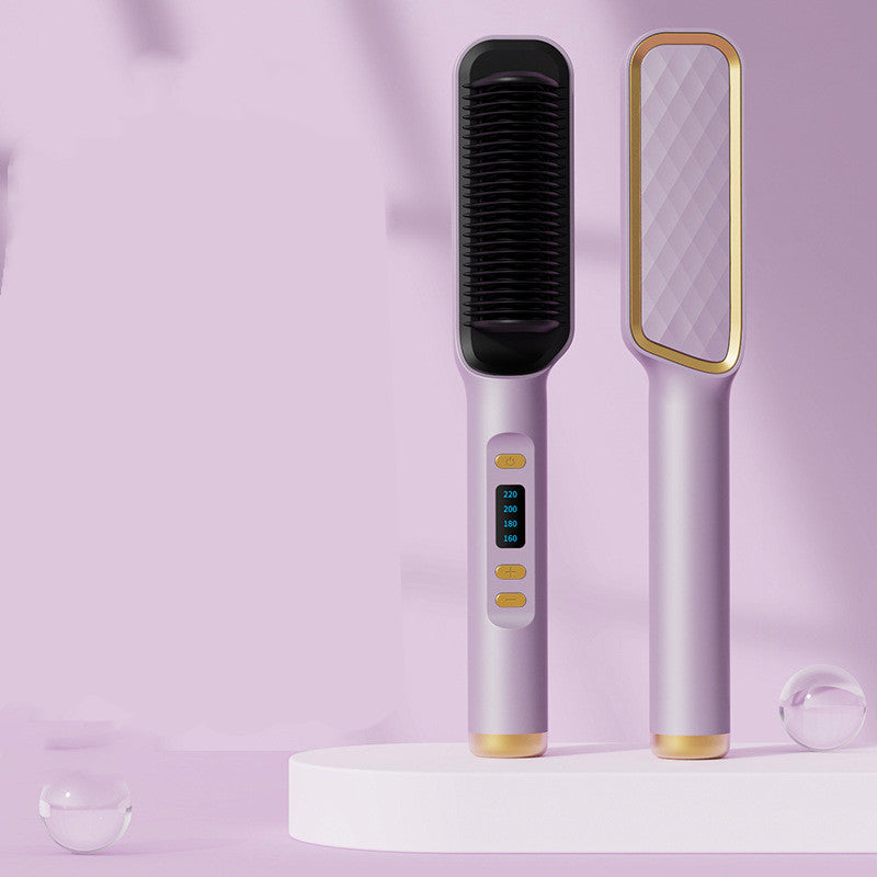 2-in-1 Ionic Hair Straightener & Curling Comb — Ceramic PTC with LCD Option