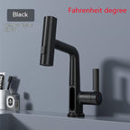 LED Temperature Display Pull-Out Kitchen Tap — 360° Swivel Copper Waterfall Faucet