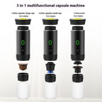3-in-1 Portable Espresso Machine — USB-C Rechargeable 60ml for Capsules & Ground Coffee