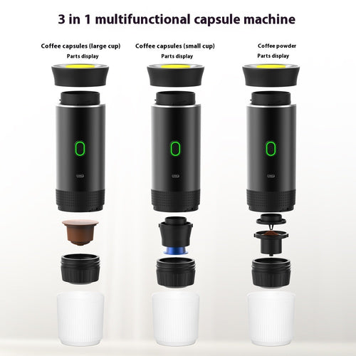 3-in-1 Portable Espresso Machine — USB-C Rechargeable 60ml for Capsules & Ground Coffee