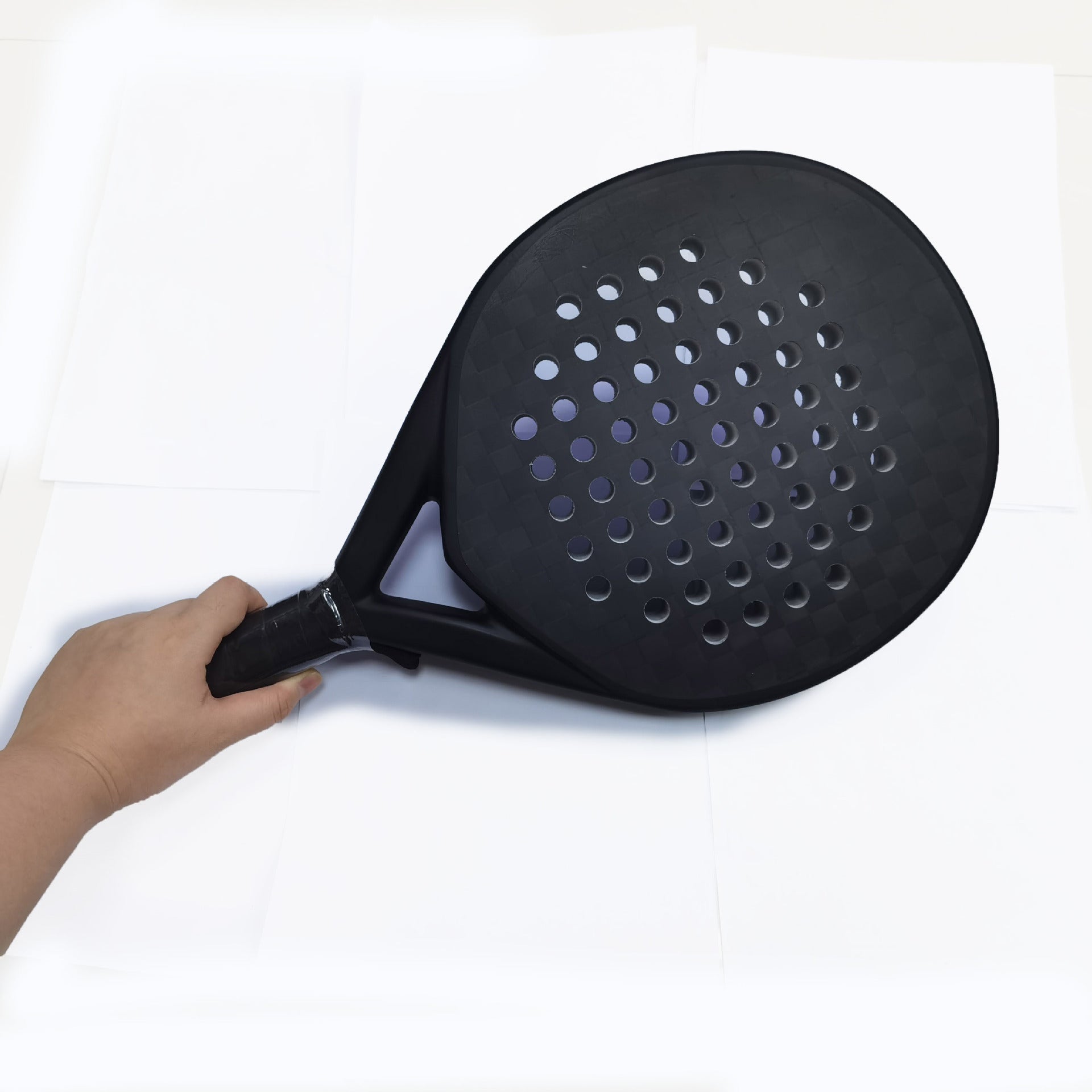Carbon Fibre Padel Racket — Round Head Professional Bat 460×260mm