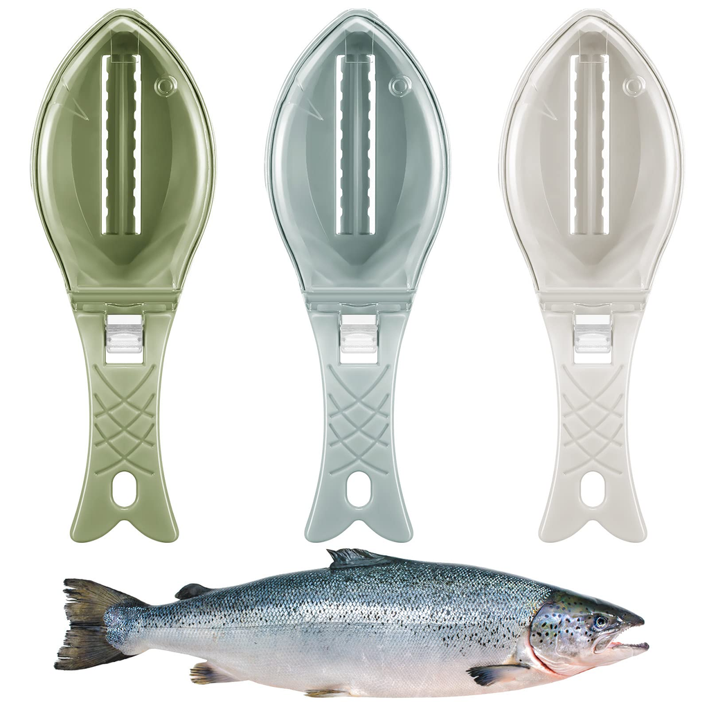 Fish Scale Scraper with Cover — Food-Grade AS/ABS Kitchen Scaler 3 Colours