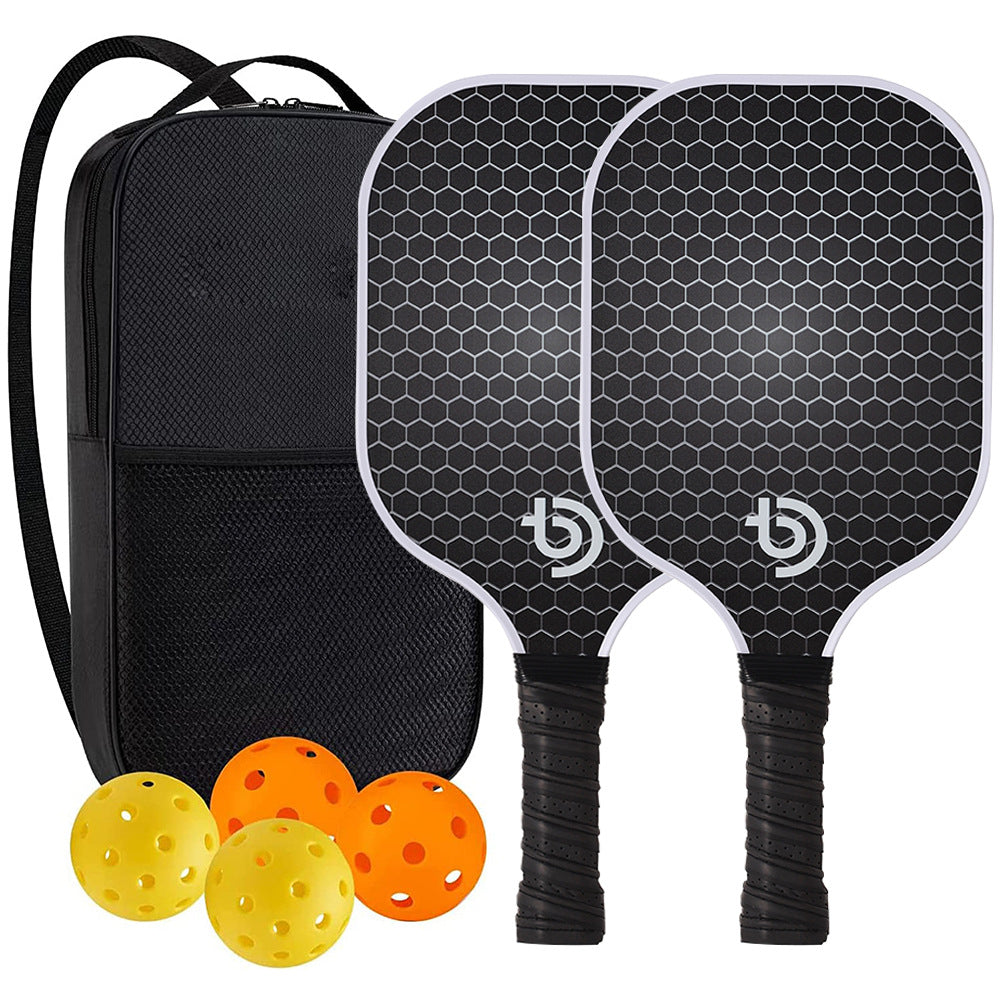 Pickleball Paddle Set — 2 Carbon Fibre Paddles, 4 Balls & Carry Bag