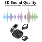 Wireless Bluetooth Headset with Subwoofer Bass — Single Ear Earpiece 10Hr Battery