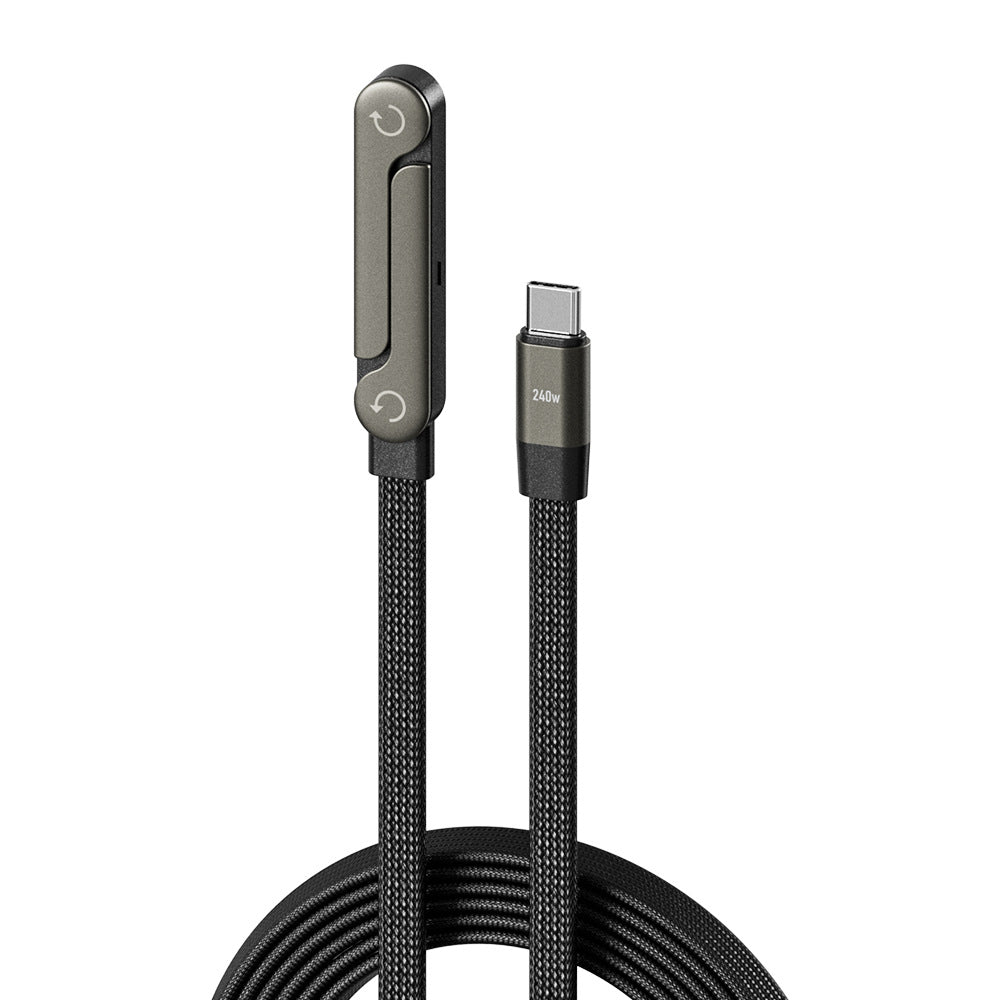 2-in-1 Fast Charging Cable with Phone Stand — 240W USB-C Braided Cable Holder