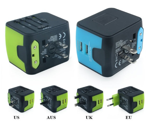 Universal Travel Adapter with Dual USB — 6-in-1 Conversion Plug 1500W 100-240V
