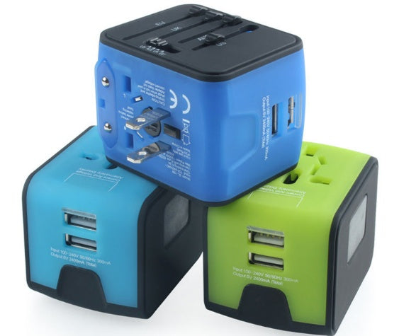 Universal Travel Adapter with Dual USB — 6-in-1 Conversion Plug 1500W 100-240V