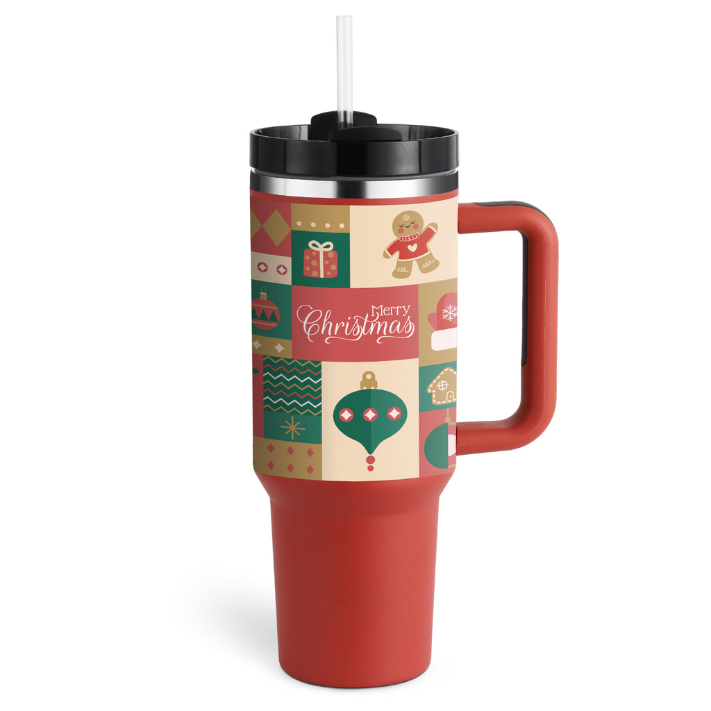 40oz Insulated Stainless Steel Tumbler with Handle & Straw — Hot 12Hr Cold 24Hr