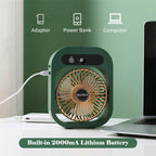 2-in-1 USB Misting Fan & Humidifier — 3 Speed Desk Spray Cooling Fan Green/White