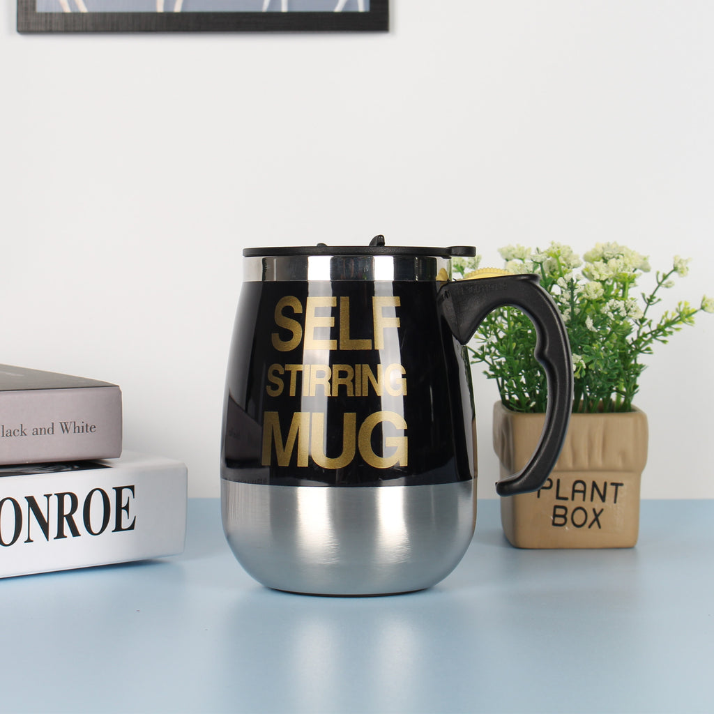 Self-Stirring Coffee Mug 400ml — Electric Auto-Mix Stainless Steel Cup with Handle