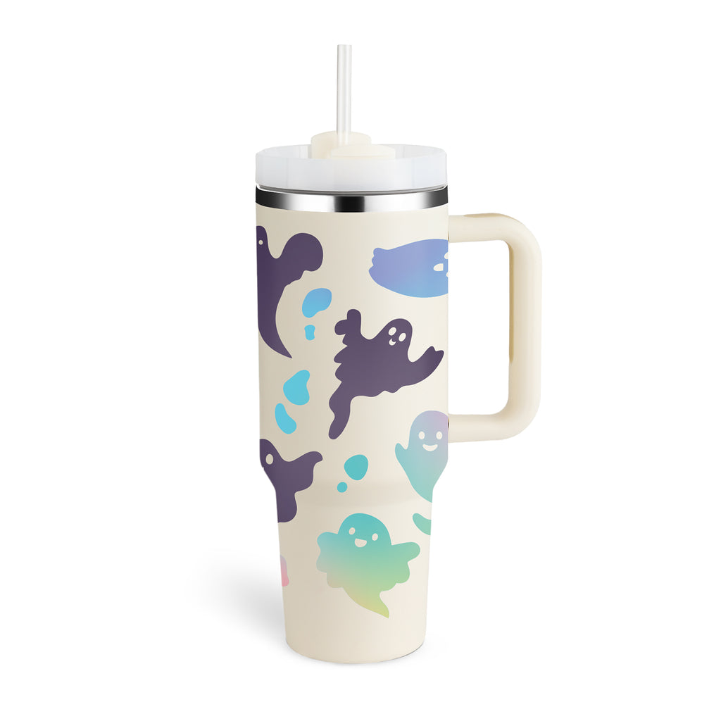 40oz Insulated Stainless Steel Tumbler with Handle & Straw — Hot 12Hr Cold 24Hr