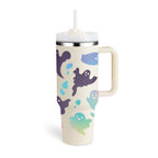 40oz Insulated Stainless Steel Tumbler with Handle & Straw — Hot 12Hr Cold 24Hr