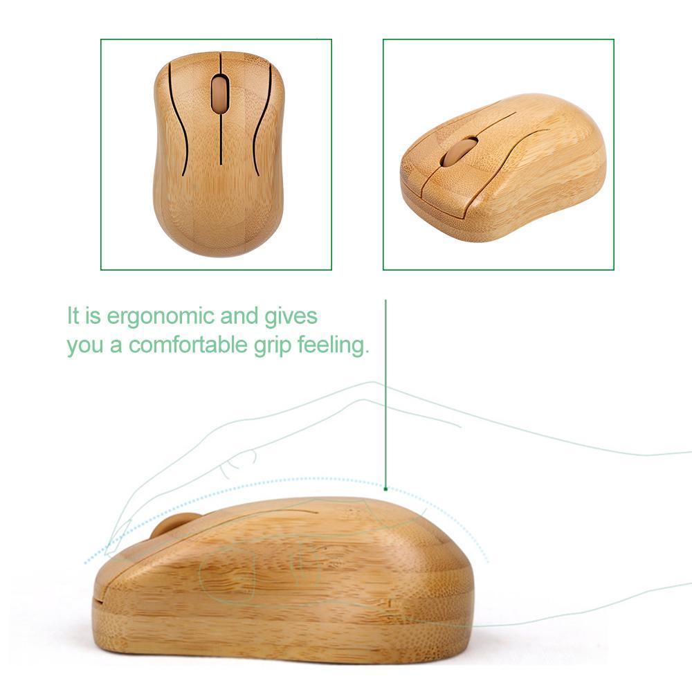 Bamboo Wireless Keyboard & Mouse Set — Natural Wood Eco-Friendly USB Combo