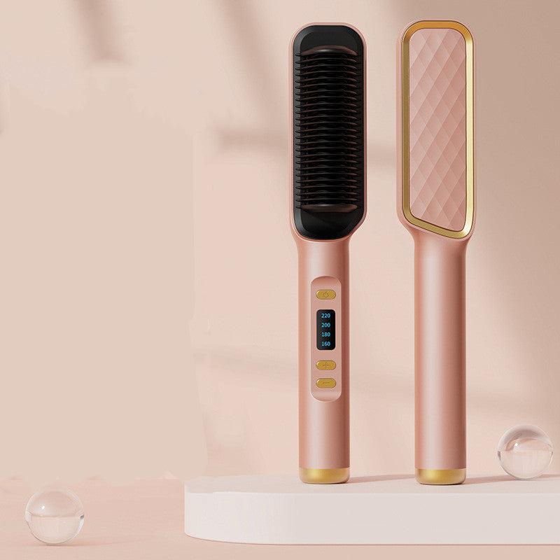 2-in-1 Ionic Hair Straightener & Curling Comb — Ceramic PTC with LCD Option