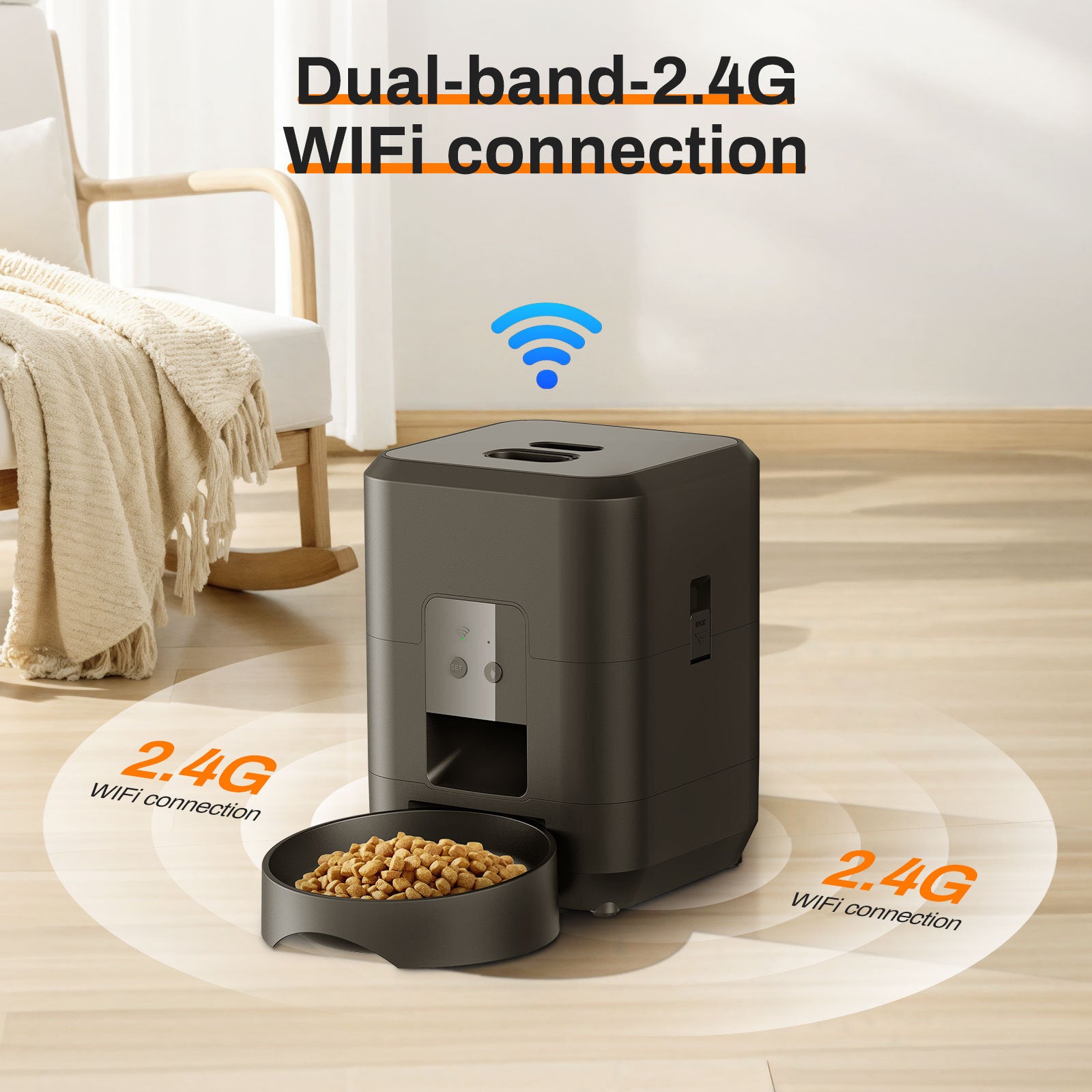 Smart Automatic Cat Feeder with WiFi & Timer — Quantitative Pet Food Dispenser