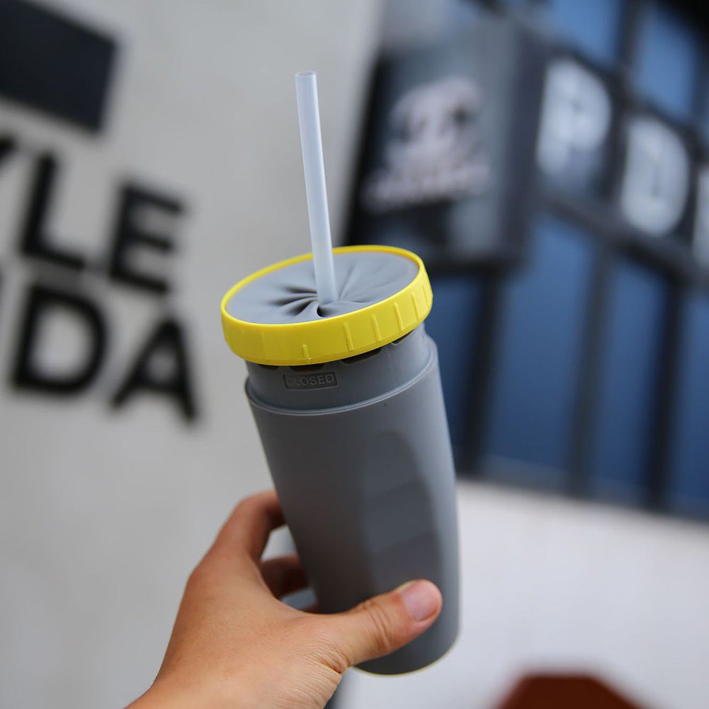 Twist-Seal Lidless Travel Tumbler — 300ml Double-Wall Insulated Straw Cup