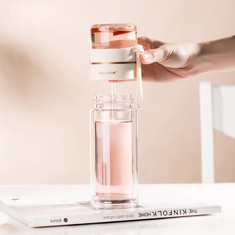 Bouteille à thé en verre à double paroi avec infuseur — 400ml/450ml Borosilicate Anti-fuite