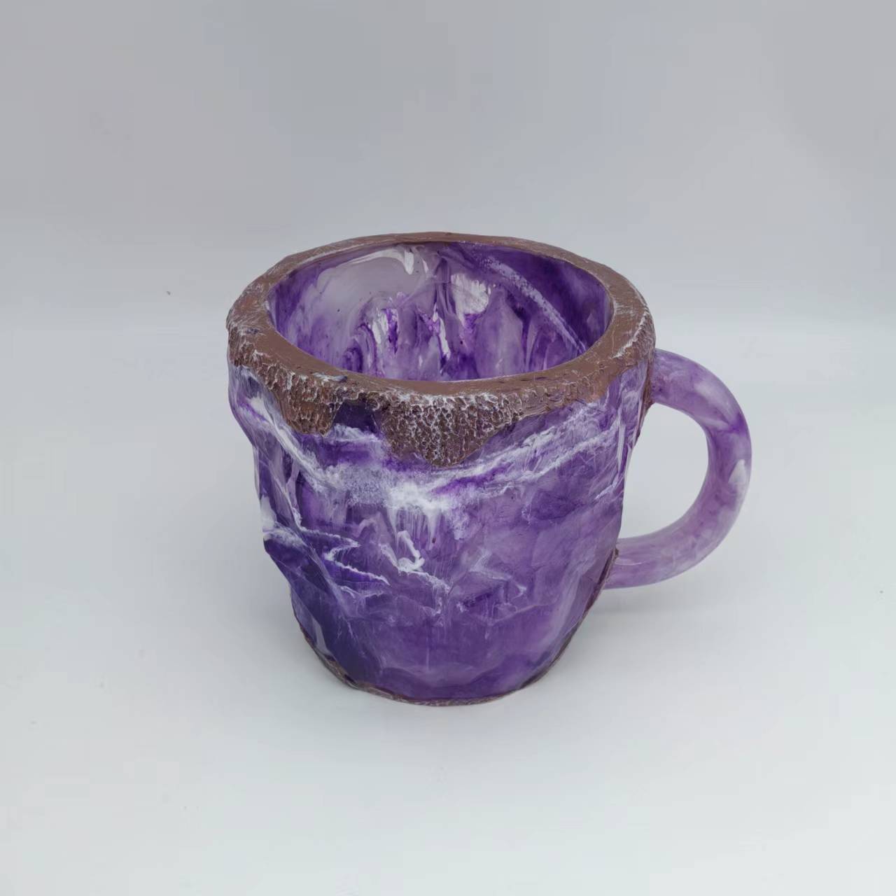 Mineral Crystal Effect Resin Coffee Mug 400ml — Decorative Handle Cup Gift