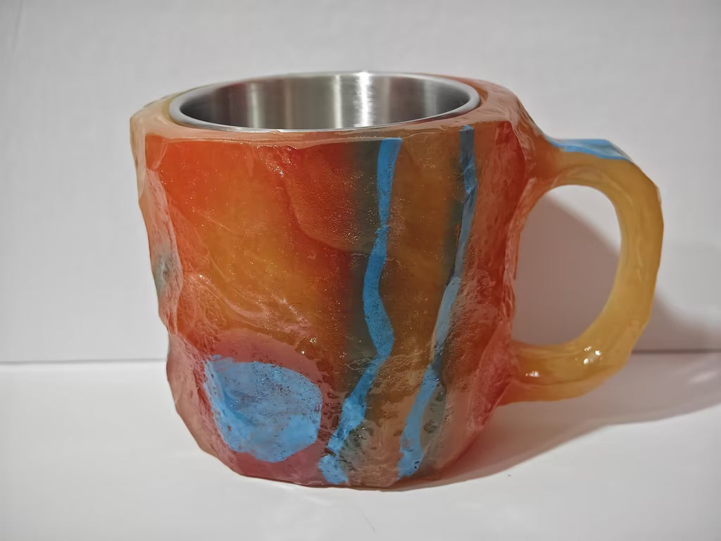Mineral Crystal Effect Resin Coffee Mug 400ml — Decorative Handle Cup Gift