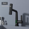 LED Temperature Display Pull-Out Kitchen Tap — 360° Swivel Copper Waterfall Faucet