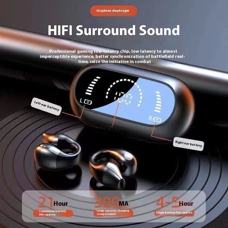 Ear Clip Open-Ear Bluetooth 5.2 Headphones — 36Hr HIFI Dual Drive 350mAh Case