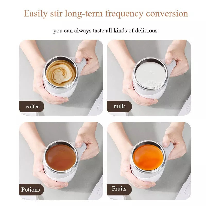 Self-Stirring Magnetic Travel Mug — 304 Stainless Steel USB Rechargeable Cup