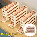 4-Layer Automatic Egg Roller Tray — 30-Egg Refrigerator Organiser 4 Colours