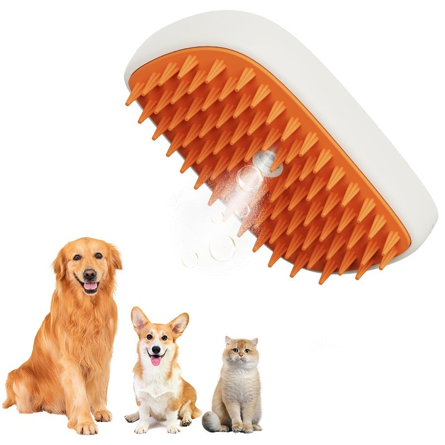 USB Rechargeable Steam Pet Grooming Brush — Cat & Dog Spray Massage Comb