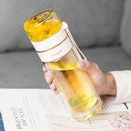 Bouteille à thé en verre à double paroi avec infuseur — 400ml/450ml Borosilicate Anti-fuite