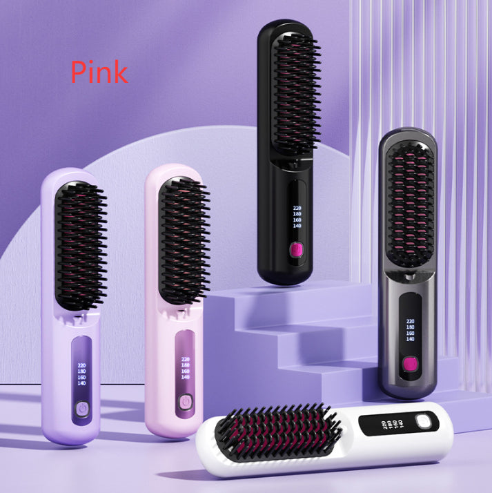Cordless Ionic Hair Straightener Comb — Lightweight Wireless Styling Tool