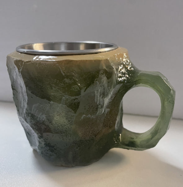 Mineral Crystal Effect Resin Coffee Mug 400ml — Decorative Handle Cup Gift