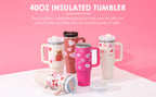 40oz Insulated Stainless Steel Tumbler with Handle & Straw — Hot 12Hr Cold 24Hr
