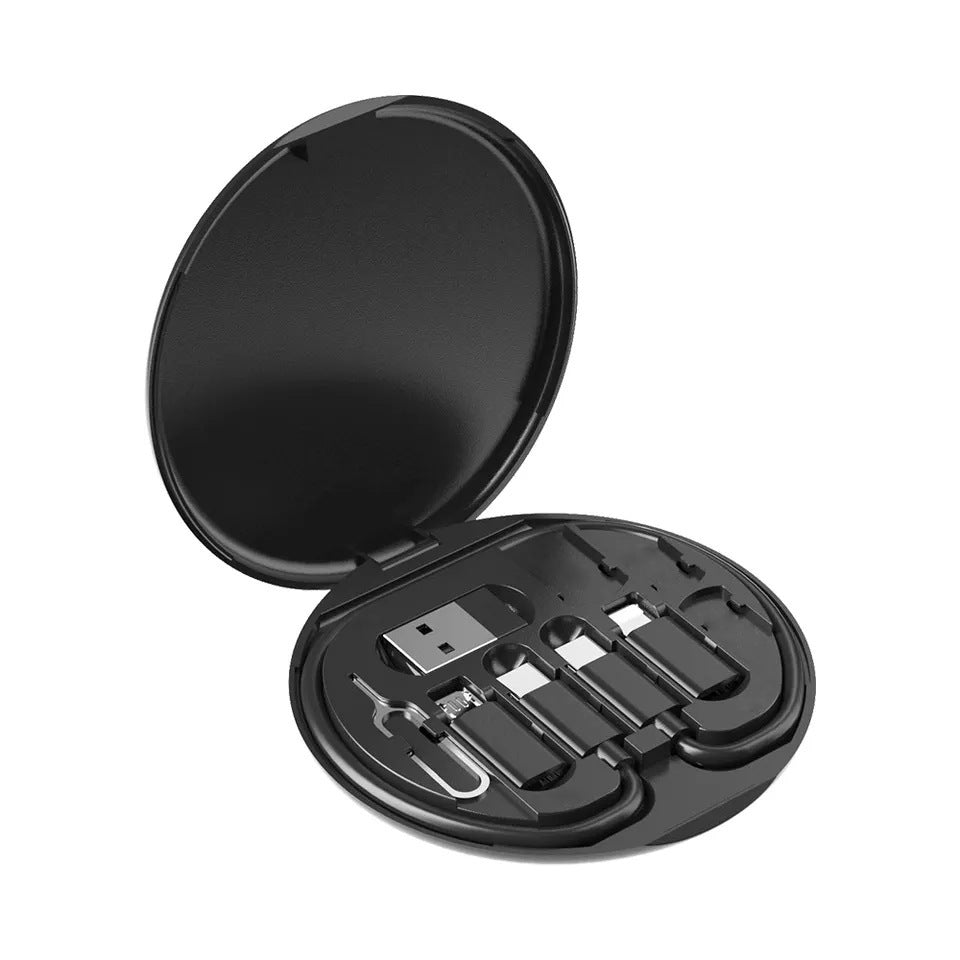 60W Multi-Function Charging Cable with Storage Box — USB-C Lightning Micro-USB
