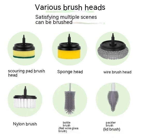 Electric Cleaning Brush Set — Rechargeable Multifunctional Scrubber 3 Brush Heads