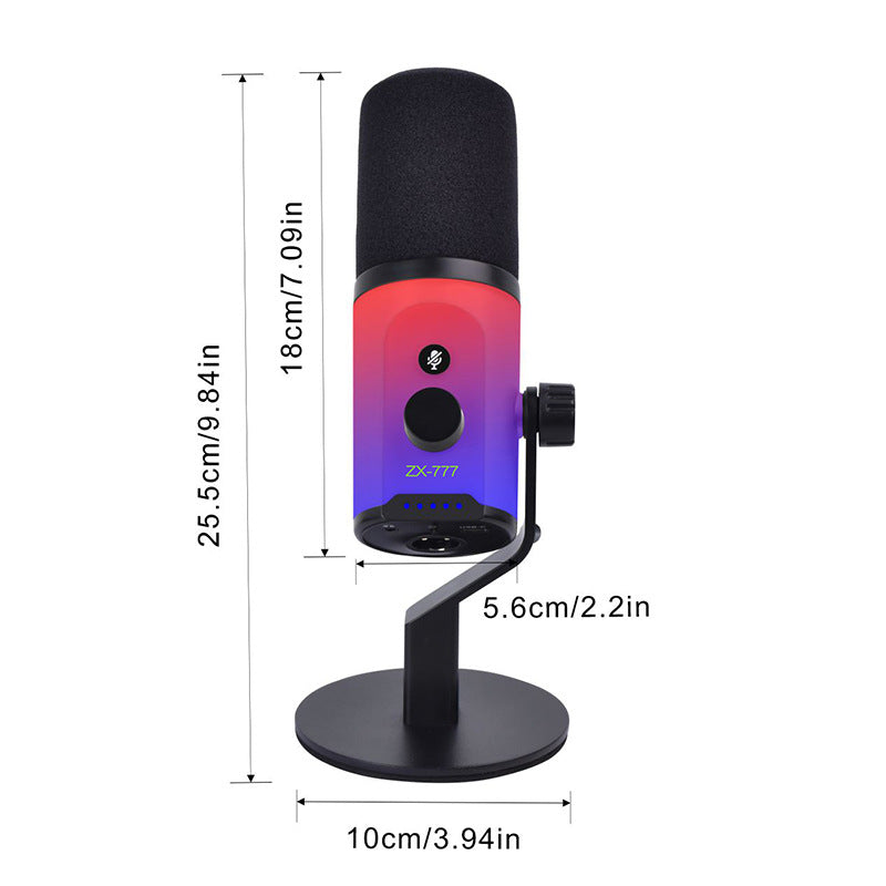 ZX777 RGB Moving Coil Microphone — USB & XLR Dual-Mode with Noise Reduction