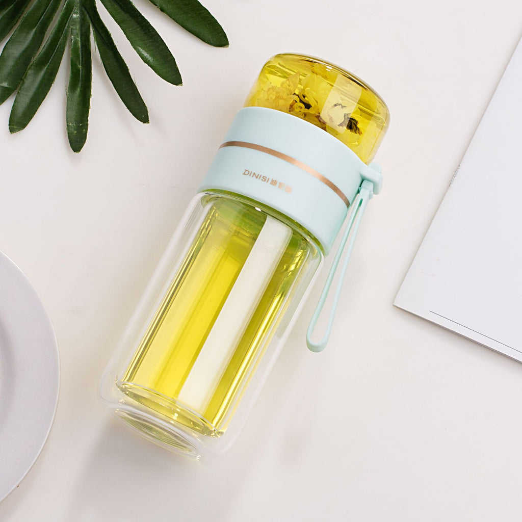 Bouteille à thé en verre à double paroi avec infuseur — 400ml/450ml Borosilicate Anti-fuite