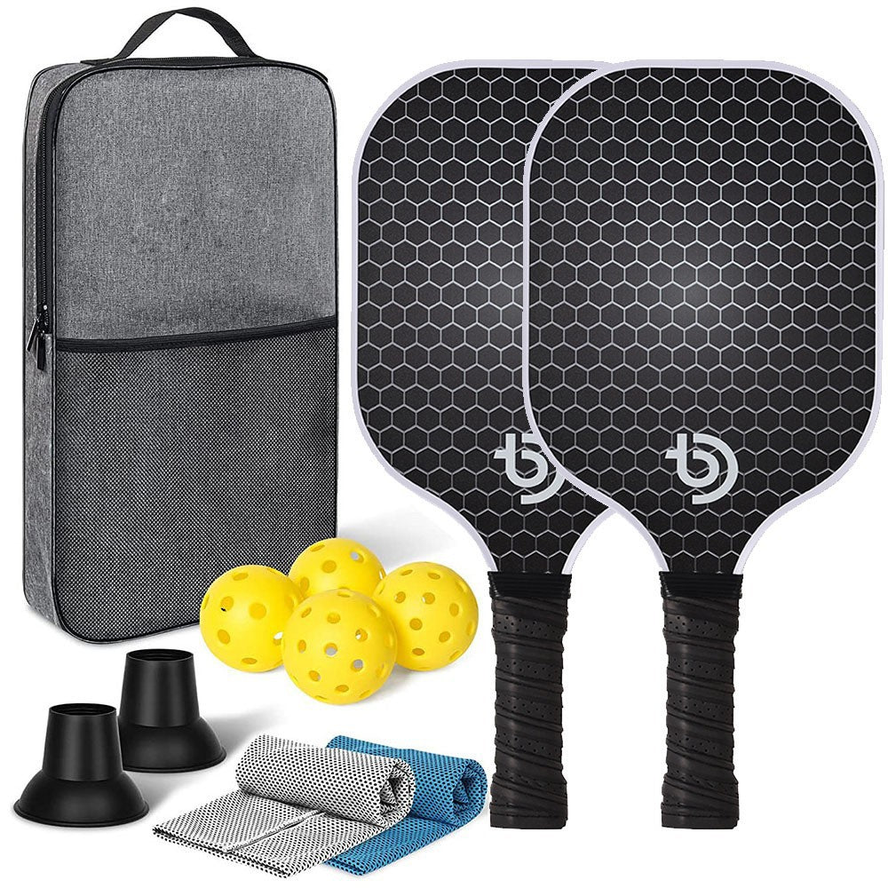 Pickleball Paddle Set — 2 Carbon Fibre Paddles, 4 Balls & Carry Bag