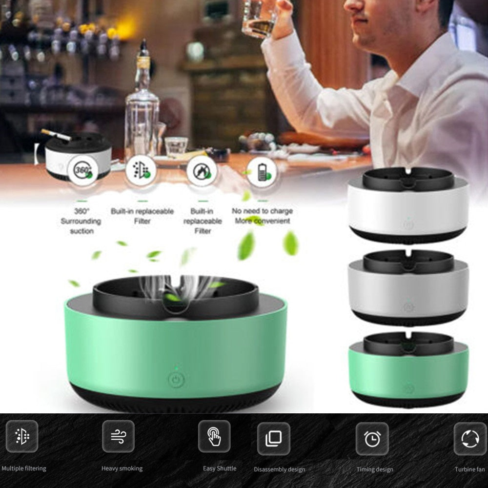 Smoke-Filtering Ashtray Air Purifier — Negative Ion Odour Removal with Aromatherapy
