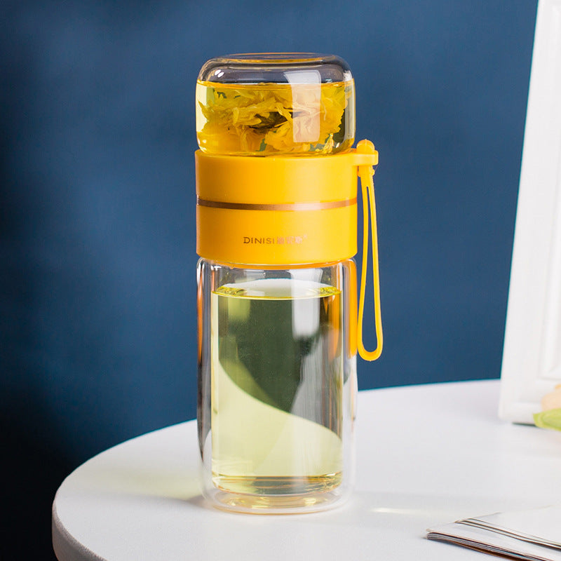 Bouteille à thé en verre à double paroi avec infuseur — 400ml/450ml Borosilicate Anti-fuite