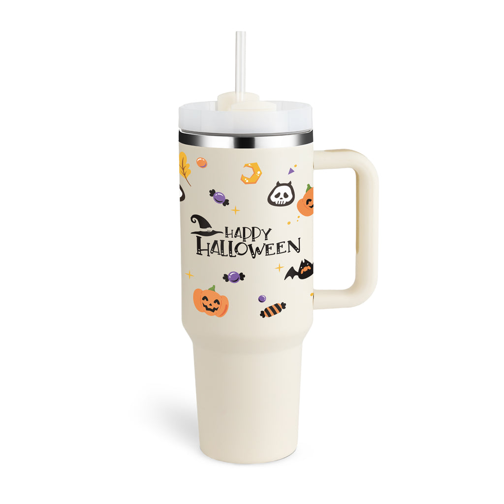 40oz Insulated Stainless Steel Tumbler with Handle & Straw — Hot 12Hr Cold 24Hr