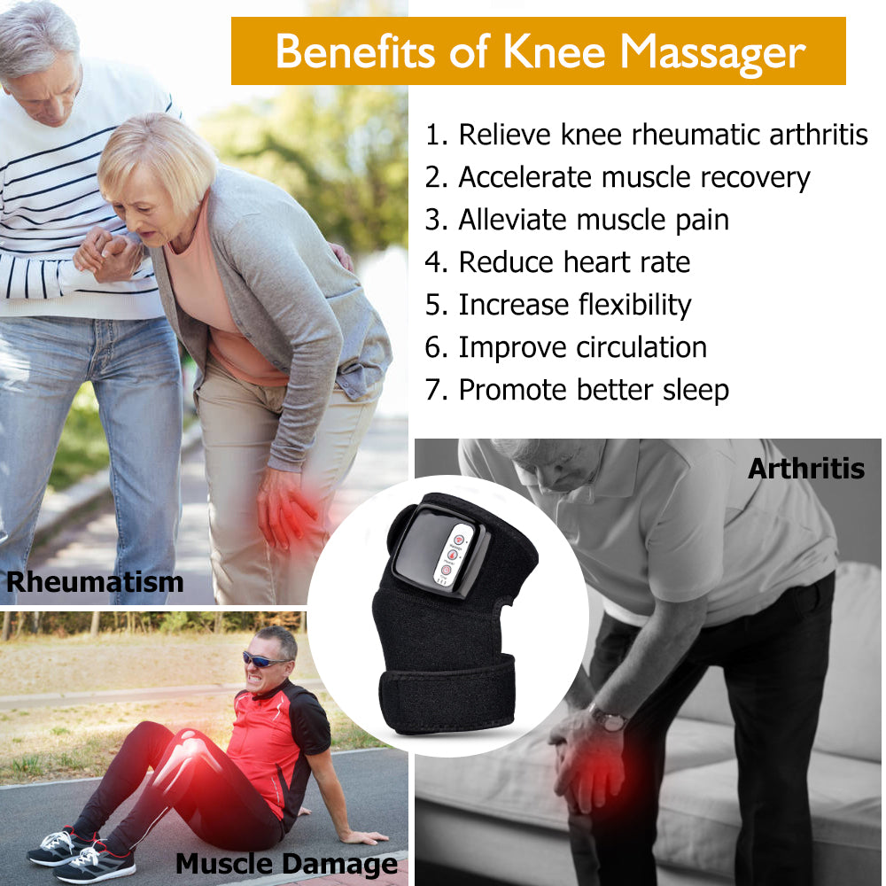 Infrared Heated Knee & Joint Massager Wrap — Vibration Therapy 3-Speed 12W