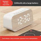 Alarm Clock Bluetooth Speaker 3W — FM Radio TF Card 4Hr Battery Display