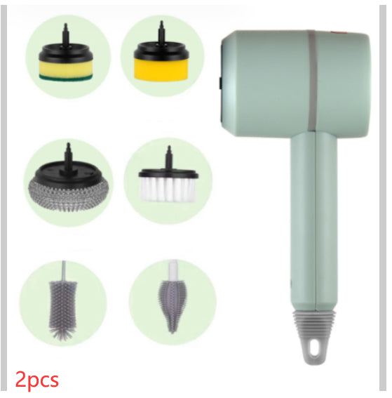 Electric Cleaning Brush Set — Rechargeable Multifunctional Scrubber 3 Brush Heads