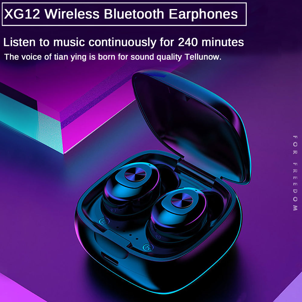 XG-12 TWS Wireless Earbuds — Bluetooth 5.0 with 350mAh Charging Case