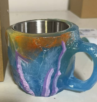 Mineral Crystal Effect Resin Coffee Mug 400ml — Decorative Handle Cup Gift