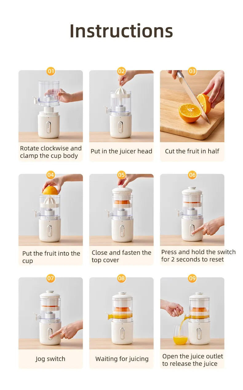 Wireless Electric Orange & Citrus Juicer — USB-C Rechargeable 150ml Portable Squeezer