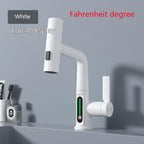 LED Temperature Display Pull-Out Kitchen Tap — 360° Swivel Copper Waterfall Faucet