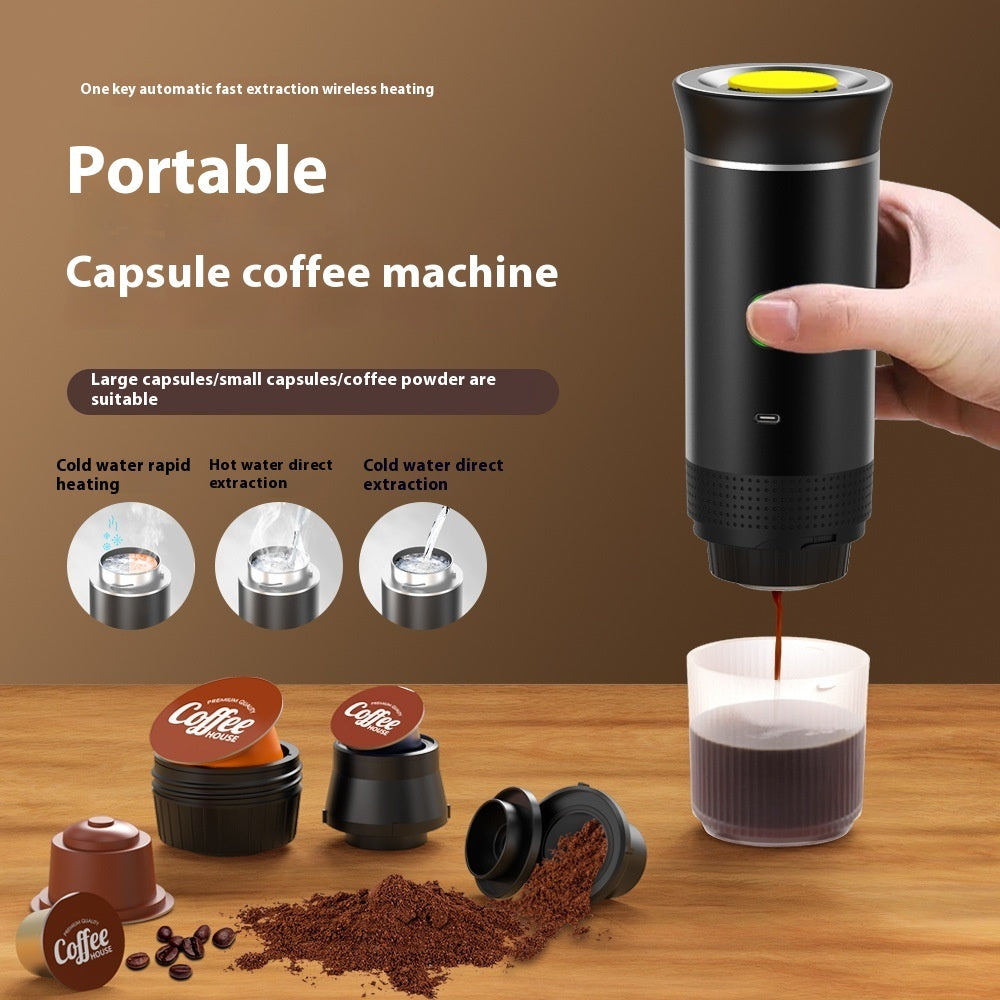 3-in-1 Portable Espresso Machine — USB-C Rechargeable 60ml for Capsules & Ground Coffee