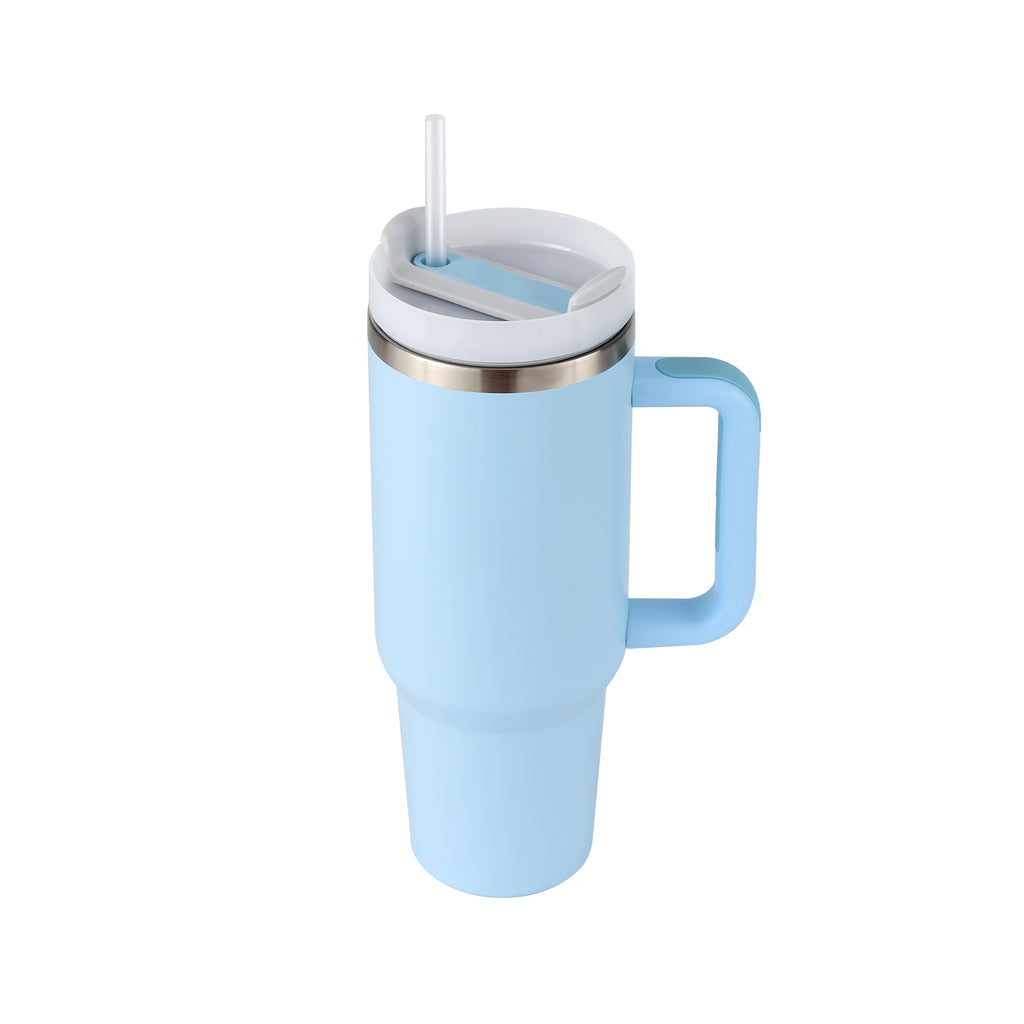 40oz Insulated Stainless Steel Tumbler with Handle & Straw — Hot 12Hr Cold 24Hr